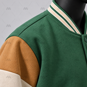 Factory Wholesale Custom Embroidered Canvas Baseball <b>Jackets</b> <b>Men</b> Women Autumn Casual Stand Covered Button Windproof Front <b>Letter</b> - Product Image 5