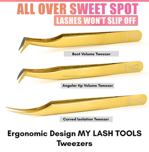 Wholesale Eyelash Extension Tweezers Fiber Grip Precision Lash Tweezers 45° 90° Volume Boot Lash Tool - Product Image 3