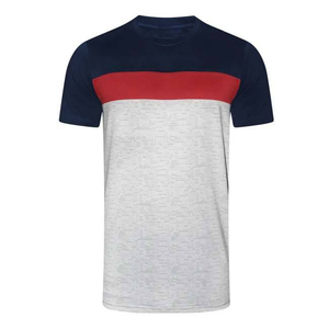 เสื้อยืดคอกลมแขนสั้นผู้ชาย สีดำแดง ตัดต่อสีสไตล์ฮิปฮอป ทรงปกติ ผ้าทอระบายอากาศ โพลีเอสเตอร์/คอตตอน - Product Image 4