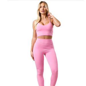 Conjunto de Yoga de 2 Piezas con Top Corto de Manga Larga que Absorbe la Humedad, Leggings de Cintura Alta para Fitness, Traje de Gimnasio para Mujer, Ropa Deportiva para Yoga - Product Image 2