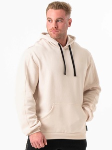 Sweats à capuche semi-blancs personnalisés pour hommes, style streetwear, avec patch brodé, impression numérique effet soleil délavé, strass et motifs graphiques épais - Product Image 5