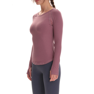 Women's Seamless Long Sleeve Sports <b>Top</b> Breathable Stretch Athletic Tee Slim Fit Gym Workout Shirt - Product Image 1