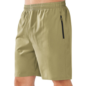 Men's Navy Solid Quick Dry Bermuda Shorts <b>Elastic</b> Waist Zipper Pocket Casual Workout Running Shorts - Product Image 4