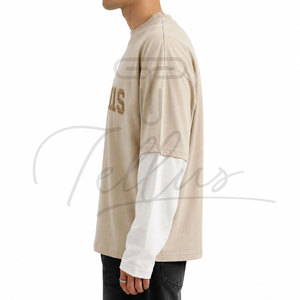 <b>Top</b> Selling Custom Men's Sporty Front Logo Quick Dry Breathable Cotton Blend Double <b>Layer</b> Long Sleeve Tee Shirts OEM - Product Image 2