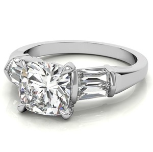 Cushion Cut <b>Solitaire</b> Moissanite <b>Ring</b> 925 Sterling <b>Silver</b> White Gold Plated Certified Luxury Classic Engagement Wedding Promise - Product Image 3