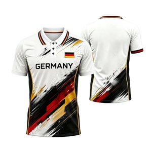Germany Men's Black Polo Shirt Short Sleeve Digital Printed Sporty Design Breathable Polyester Woven Front Logo - Product Image 5