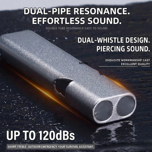 Silbato metálico de doble tubo de 120 decibeles, el más potente, con llavero EDC para salvavidas, emergencias, seguridad y supervivencia. - Product Image 5