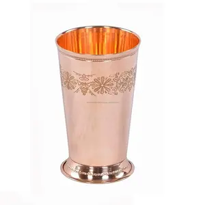 18oz Antique Copper Mint Julep Cup With Floral Design Drinking Glass Copper Glass & Cup Premium Quality Ayurveda Health Benefits