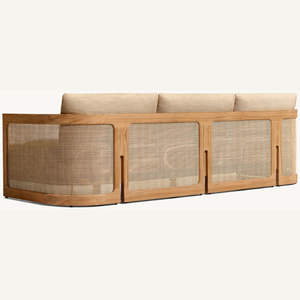 Hot sale Trieste Teak <b>Sofa</b> with <b>rattan</b> accents and three seats, modern design, suitable for <b>outdoor</b> use - Product Image 2