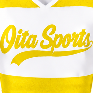Ensemble d'uniformes de cheerleading sublimés blancs et jaunes sans manches – Haut et jupe athlétiques pour l'entraînement, la performance et la compétition - Product Image 3