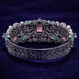 Bracelet jonc en argent sterling 925 serti de moissanite, motif floral, bracelet statement pour femme, bijoux hip-hop pour tous les jours - Product Image 5