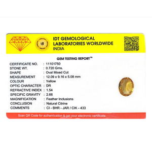 Natural Cat's Eye Citrine Loose Gemstone-3.6 Carat Excellent Cut Yellow Certified Wholesale - Product Image 4