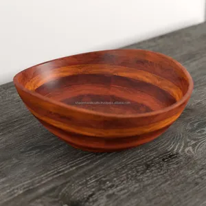 Plato ovalado de madera hecho a mano con diseño rústico moderno, cuenco personalizado para verduras, comedor y mesa de fiesta - Product Image 2