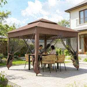 Toldo y Pabellón para Terraza Exterior Marrón, Elegante Toldo de Jardín, Gazebo y Pérgola - Product Image 1
