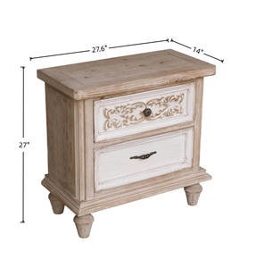 Elegante mesita de noche rústica de madera de mango estilo francés provincial, hecha a mano, con cajón de almacenamiento. - Product Image 2