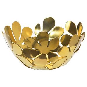 Frutero Decorativo Hecho a Mano con Forma de Flor de Metal Dorado - Product Image 1