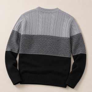 Pull tricoté unisexe personnalisé OEM, col rond, color block, streetwear décontracté, vente en gros sous marque privée - Product Image 2
