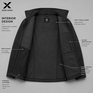 X Sports City Men's 4-Way Stretch Softshell <b>Jacket</b> | Waterproof & Wind-Resistant Thermal <b>Fleece</b> <b>Lined</b> Winter Outerwear OEM/ODM - Product Image 5