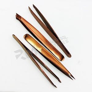 Pinza para Cejas de Acero Inoxidable RMI, 4 Puntas Diferentes, Personalizada, Recubierta con Color Plasma Oro Rosa - Product Image 4