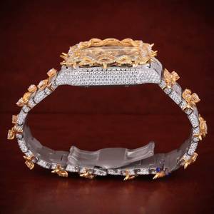 Montre carrée en moissanite avec cadran en strass, bracelet en acier inoxydable, affichage de la date, résistante à l'eau, style luxueux - Product Image 3