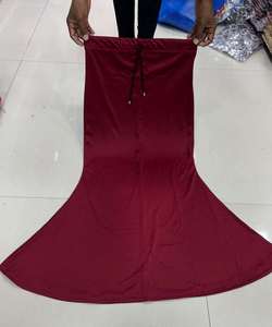 Jupe trapèze longue en satin pour femme, taille élastique avec cordon de serrage, couleur unie, style élégant, toutes saisons - Product Image 1