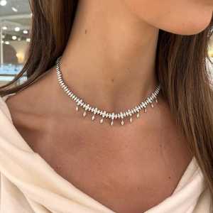 Lab Grown Diamond <b>Choker</b> Necklaces Pave Dangle Drop Marquise Shape Classic Elegant Luxury Jewelry 14K 18k Solid Gold 925 <b>Silver</b> - Product Image 6