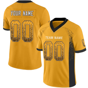 Custom Dark Blue V-Neck American Football Jersey Short Sleeve Sublimated Print Front Team <b>Name</b> Number Moisture Wicking Mesh 100% - Product Image 2