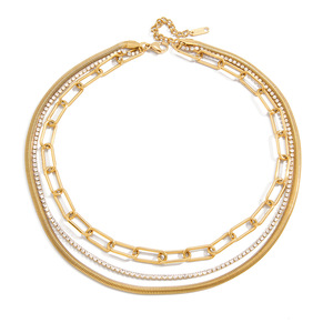 Collar de acero inoxidable chapado en oro de 18 quilates con cadena mixta y diseño de clip, joyería al por mayor, MOQ bajo - Product Image 6