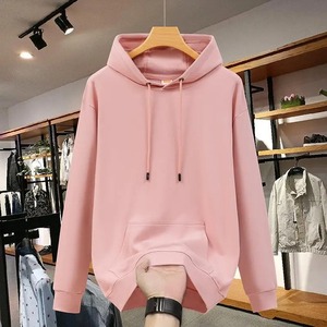 เสื้อสเวตเชิ้ตมีฮู้ดผู้ชาย สีแดงล้วน ผ้าฝ้ายถัก ทรงโอเวอร์ไซส์ สวมใส่สบาย มีกระเป๋าหน้า สำหรับฤดูใบไม้ร่วง ปี 2027 - Product Image 3