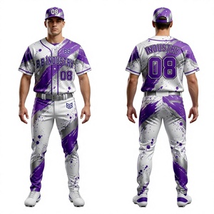Uniforme de Béisbol Profesional con Diseño de Salpicaduras de Pintura Azul Rey y Blanco, Número Personalizado, Conjunto Completo de Jersey, Pantalones y Gorra - Product Image 2
