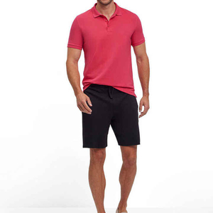 Polo Rojo de Manga Corta para Hombre, 100% Algodón, Tejido Piqué Personalizado, Color Sólido Informal, Transpirable, Corte Regular - Product Image 2