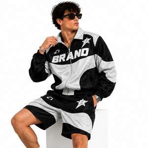 Ensemble court coupe-vent personnalisé pour homme, léger, style streetwear, survêtement deux pièces en nylon, OEM ODM, marque privée, sweats à capuche imperméables pour homme - Product Image 6