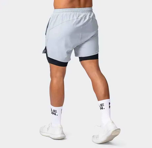 Men's High Street Double Layer Breathable Eco-Friendly Polyester/Mesh Fitness Gym Training Sports Shorts Quick Dry Workout - Product Image 2