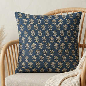 <b>Blue</b> Decorative Hand Block Print Cushion Cover Allover Floral <b>Throw</b> Pillow Coastal Farmhouse Decor - Product Image 4