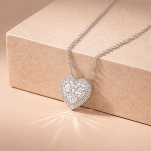 Pendentif personnalisé en diamant de laboratoire de 2 carats, argent 925, or, coupe cœur, style unique, léger, minimaliste, bijoux - Product Image 1