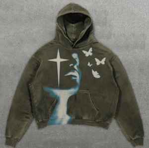 Sweat à capuche imprimé bouffant sur mesure Streetwear lavage à l'acide survêtement pantalon de survêtement évasé et ensembles de sweat à capuche court à capuche pour hommes - Product Image 1