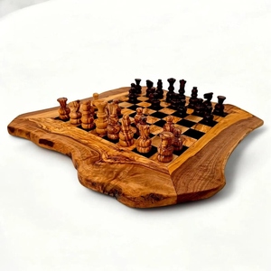 Handcrafted Live Edge <b>Wooden</b> <b>Chess</b> <b>Set</b> With Unique Organic Board Design And Carved Pieces Elegant Strategy Game For Family Fun - Product Image 2