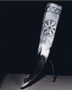 Cuerno Vikingo para Beber, Único, con Grabado de Animales, Náutico, Ecológico, con Soporte de Cuero Pulido, Recuerdo, Regalo de Navidad, Juego de Tronos - Product Image 4