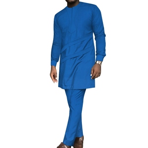 Conjunto de 2 Piezas de Ropa Musulmana para Hombre, Camisa y Pantalones Casuales, Estilo Africano, Transpirable, Tejido de Primavera, Poliéster/Algodón, Inyección Directa - Product Image 5