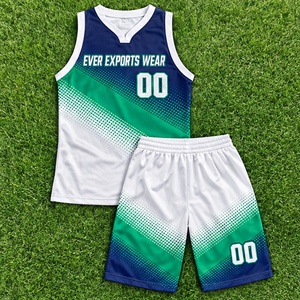 ชุดบาสเก็ตบอล Ever Exports สีกรมท่า เขียว ขาว แบบกำหนดเองสำหรับทีม  เสื้อแขนกุดและกางเกงขาสั้น ขายส่ง - Product Image 4