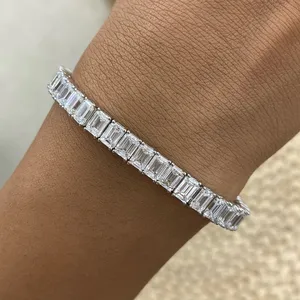 Pulsera de Diamantes Cultivados en Laboratorio con Corte Esmeralda de 19.5CT F/VS2, Oro Blanco de 14K, Certificado IGI, Chapado en Oro, Joyería de Lujo para Regalo de Boda - Product Image 2