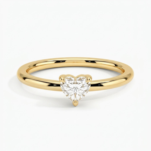 Bague de fiançailles solitaire en or 18 carats avec diamant de laboratoire taille cœur, bijoux de mariage pour femme - Product Image 1