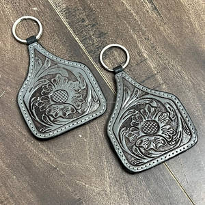 Llaveros de Cuero Vacuno Genuino Hechos a Mano con Diseño Floral Estilo Western 2026, Accesorio para Regalos Promocionales - Product Image 4