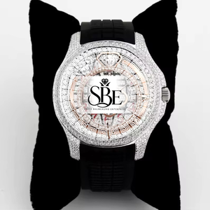 Montre chronographe pour homme Iced Out Rapper en acier inoxydable avec mouvement à quartz ETA, 41 mm, résistante à l'eau 3 ATM, diamants et moissanite - Product Image 1