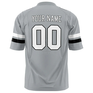 Maillot de football américain personnalisable pour homme, gris, en mesh, col en V, manches courtes, sublimé, anti-humidité, nom de l'équipe 00 - Product Image 5