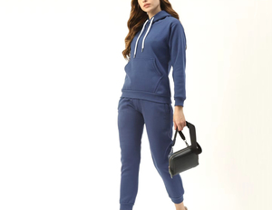Custom 3D Puff Printed Lace Logo Winter Oversized <b>Women's</b> 100% Cotton Drop Shoulder <b>Baggy</b> Tracksuit - Product Image 4