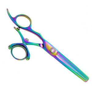 Ciseaux de coiffure professionnels multicolores pour droitiers, pivotants, en acier, à tension réglable par vis, pour salon de coiffure - Product Image 3
