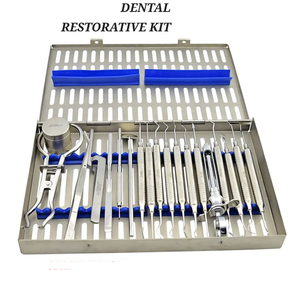 Kit de Restauración Dental de 14 Piezas, Instrumentos de Acero Inoxidable, Herramientas Manuales con Certificación CE, Empuñadura Moleteada Plateada, Clase I - Product Image 1