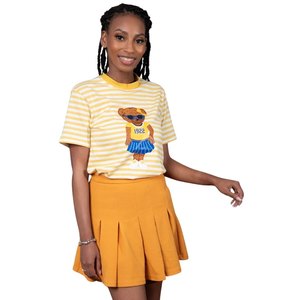 T-shirt Preppy Sigma Gamma Rho Bear pour femmes, à rayures jaunes, avec image graphique de la sororité grecque, Style décontracté et mignon, 1922 - Product Image 2