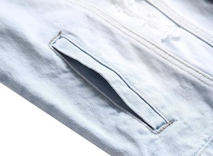 Men's Casual Denim Jacket Light Blue Washed Vintage <b>Jean</b> Jacket Distressed Cotton Denim Outerwear - Product Image 6